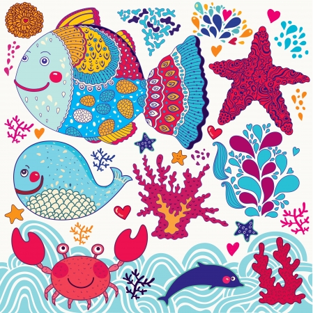  cartoon marine illustrationのイラスト素材