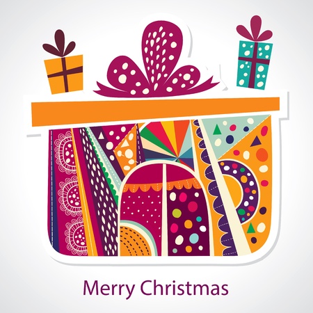 Vintage Christmas card with gift boxのイラスト素材