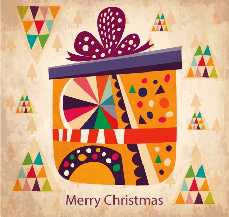 Vintage Christmas card with gift boxのイラスト素材