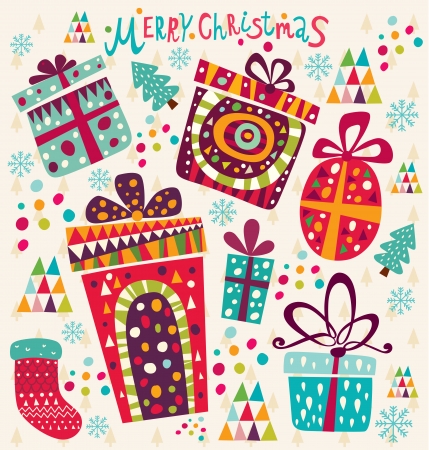 Christmas card with gift boxesのイラスト素材