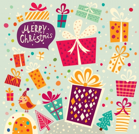 Christmas card with gift boxesのイラスト素材