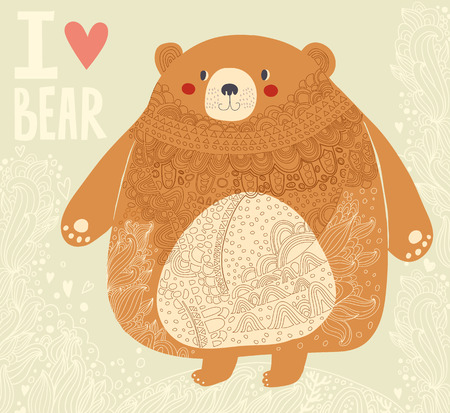 illustration with cute bearのイラスト素材