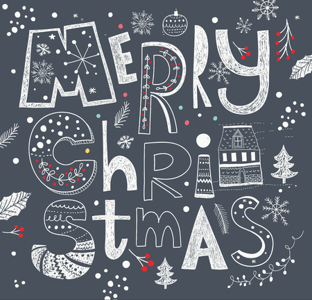 Merry Christmas vector illustration. Holiday greeting cardのイラスト素材