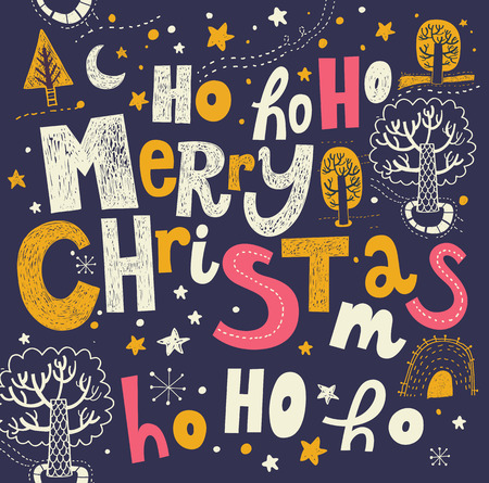 Merry Christmas vector illustration. Holiday greeting cardのイラスト素材