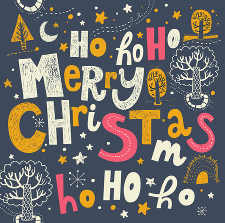 Merry Christmas vector illustration. Holiday greeting cardのイラスト素材