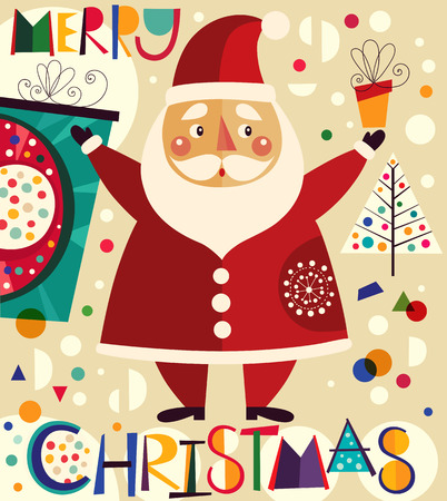 Christmas vector illustration with Santa Clausのイラスト素材