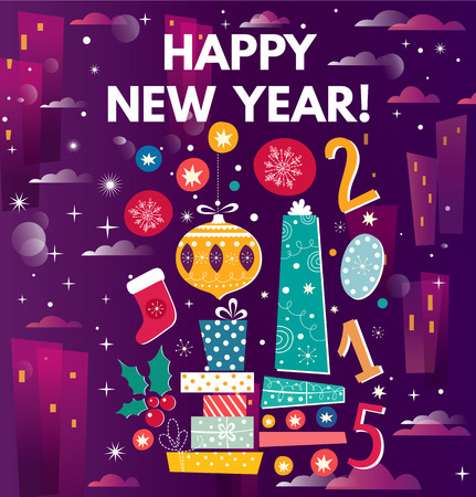 Christmas vector illustration with gift boxesのイラスト素材