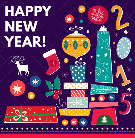 Christmas vector illustration with gift boxesのイラスト素材