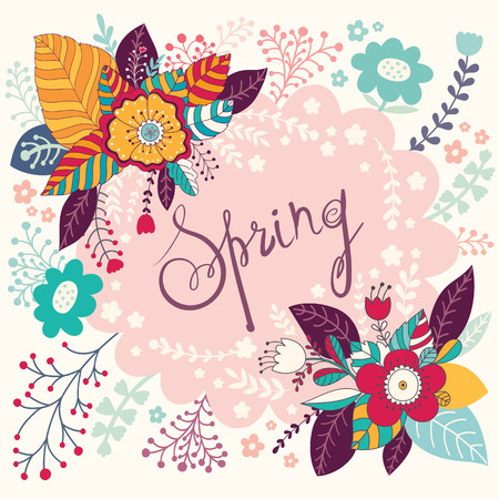 Decorative spring floral greeting cardのイラスト素材