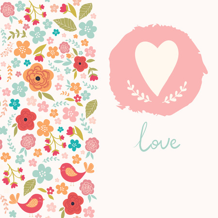 Floral card with heartのイラスト素材