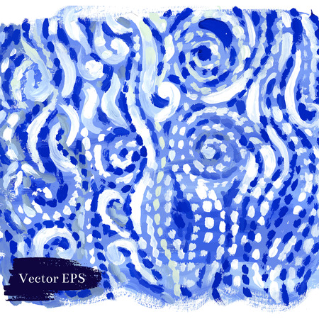 Hand drawn abstract marine blue pattern with wavesのイラスト素材