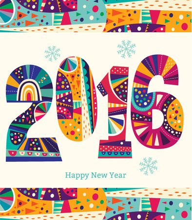 2016 New Year. Vector greeting cardのイラスト素材