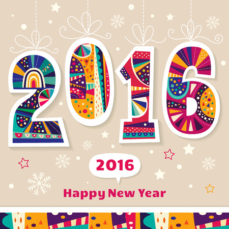 2016 New Year. Vector greeting cardのイラスト素材
