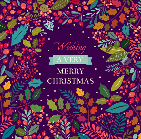 Christmas floral background with textのイラスト素材