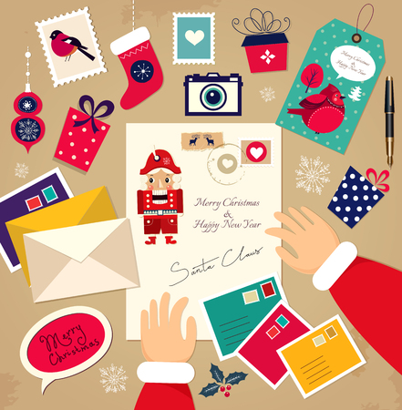 Christmas illustration: Congratulations of Santa Claus.のイラスト素材