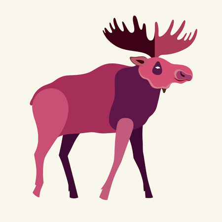 Vector flat illustration with elkのイラスト素材