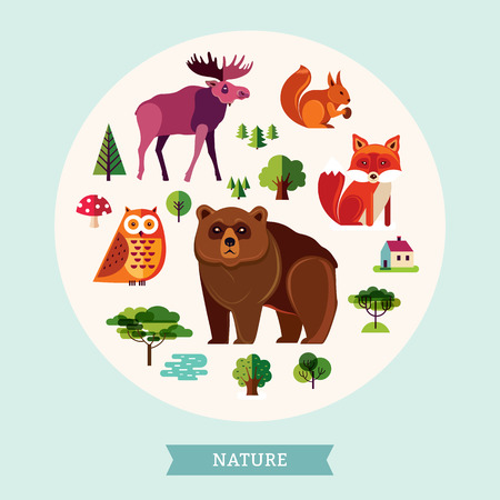 Forest animal collectionのイラスト素材