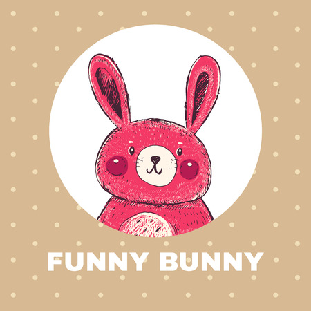 Vector illustration with little funny bunny in blue colorのイラスト素材
