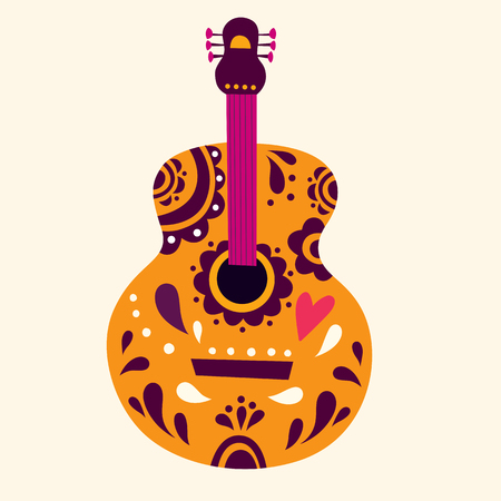 Illustration with decorative guitarのイラスト素材