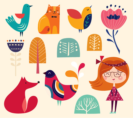 Set of decorative elementsのイラスト素材