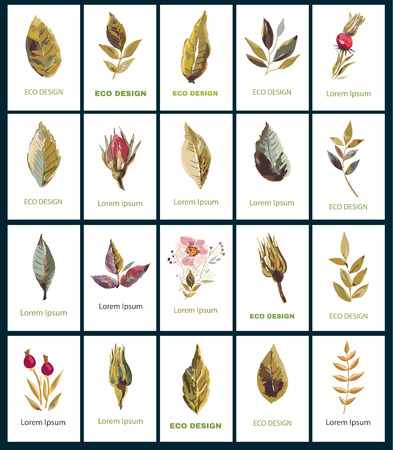 Elegant vector collection with leavesのイラスト素材