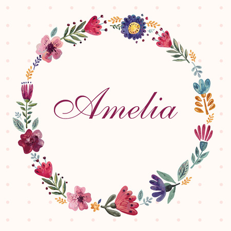 Vector illustration with wreath and nameのイラスト素材