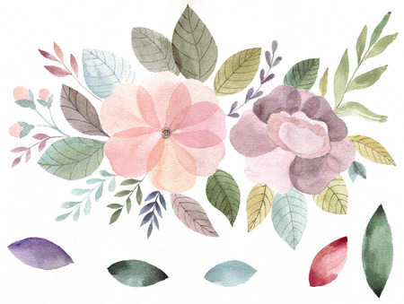 Watercolor flowersの写真素材