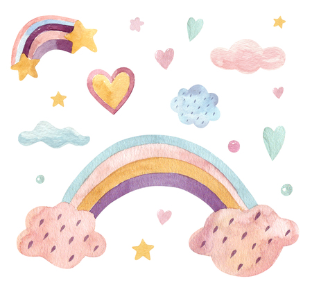 Rainbow colors for birthday party girlの写真素材