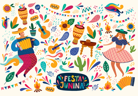 Beautiful Festa Junina holiday design for Brazil.のイラスト素材