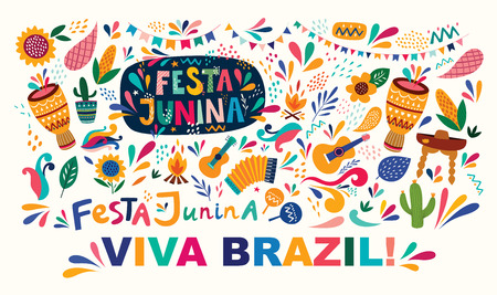 Beautiful Festa Junina holiday design for Brazil.のイラスト素材