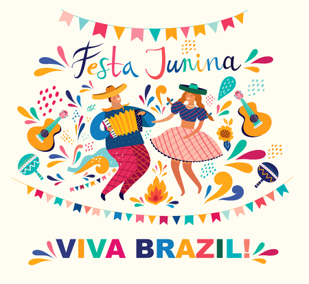 Beautiful Festa Junina holiday design for Brazil.のイラスト素材