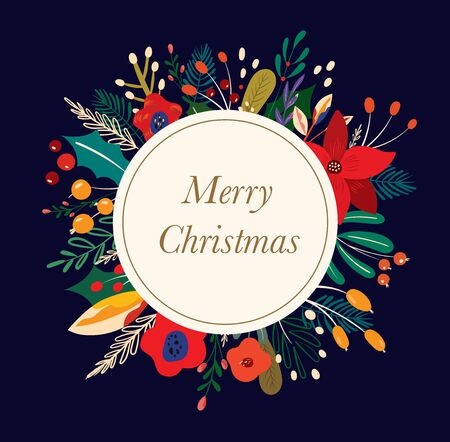Christmas decorative greeting  in vintage styleのイラスト素材