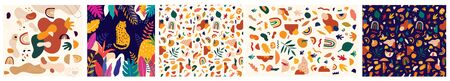 Decorative abstract collection with colorful doodlesのイラスト素材
