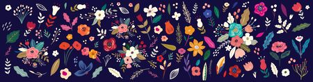 Beautiful romantic flower collectionのイラスト素材
