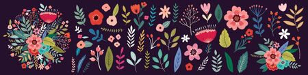 Beautiful romantic flower collectionのイラスト素材