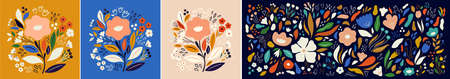 Beautiful romantic botanical floral seamless pattern. Textile fabric flower patternのイラスト素材