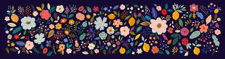 Beautiful romantic flower collection with roses, leaves, floral bouquets, flower compositions. Notebook coverのイラスト素材