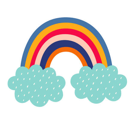 Beautiful vector design with floral rainbowのイラスト素材