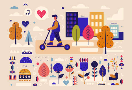 Vector illustration: summer in the cityのイラスト素材
