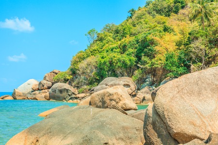 tropical beach with buitiful stone - thailand, koh samuiの写真素材