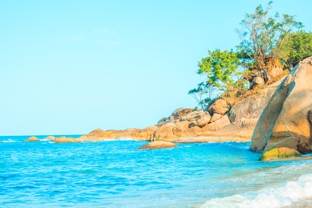 tropical beach with buitiful stone - thailand, koh samuiの写真素材