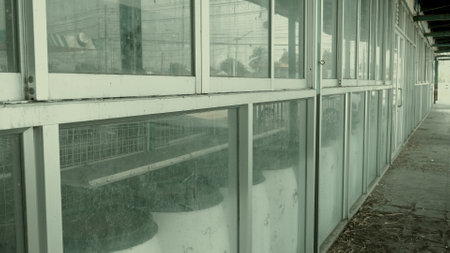 Scary abandoned store or supermarket in city. Zombie apocalypse or warの写真素材