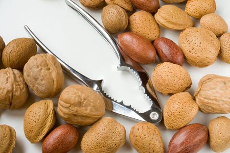 Assortment of nuts and a nutkracker