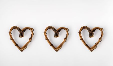 Three valentine hearts on white isolated backgroundの写真素材