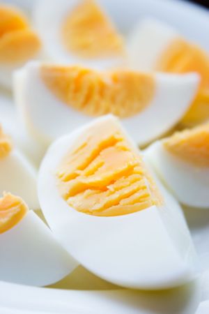 Boiled eggs cut in pieces
