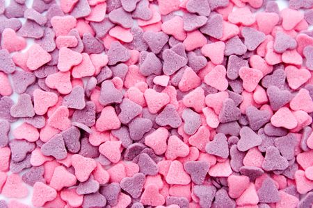 Pink and purple heart decorations