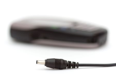Cell phone charger on white background