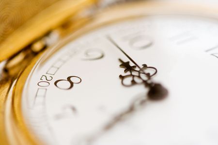 Closeup of golden pocket watchの写真素材