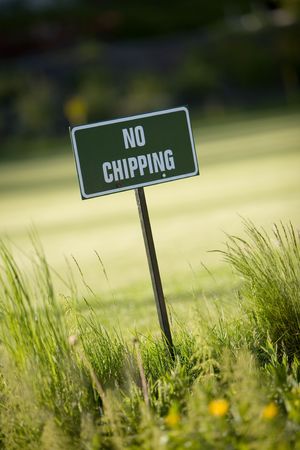 No chipping sign at practise putting greenの写真素材