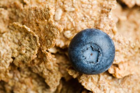 Closeup of breakfast cereal with blueberries